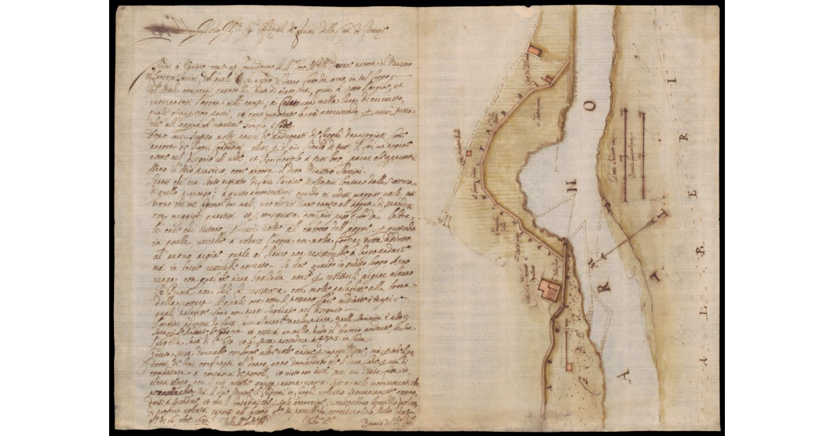 [Pianta di un tratto del fiume Arno presso la Chiesa di S. Stefano a Ugnano a Firenze]