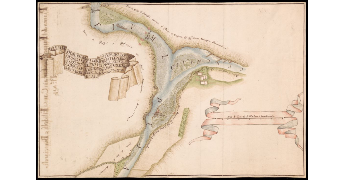 Pianta del fiume Pesa all'imboccatura del Borro di Cerchiaio