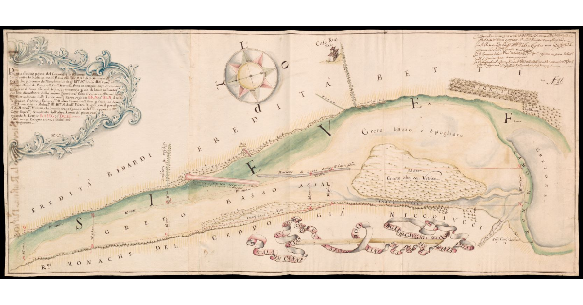 Pianta di una parte del corso che fa il fiume Sieve sotto la Rufina