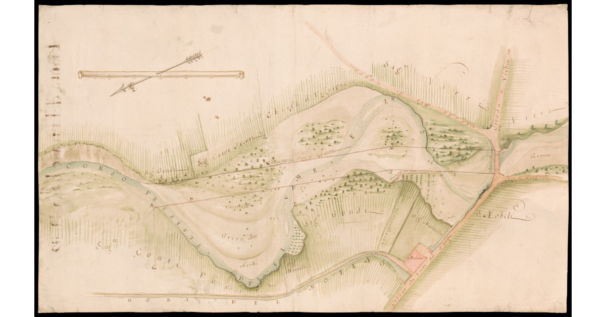 Pianta di un tratto del fiume Elsa [in Mugello]