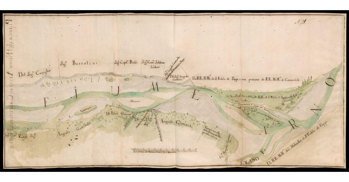 Pianta del fiume Arno in Casentino