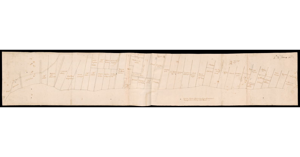 [Pianta di appezzamenti di terreno lungo il fiume Arno presso Peretola]