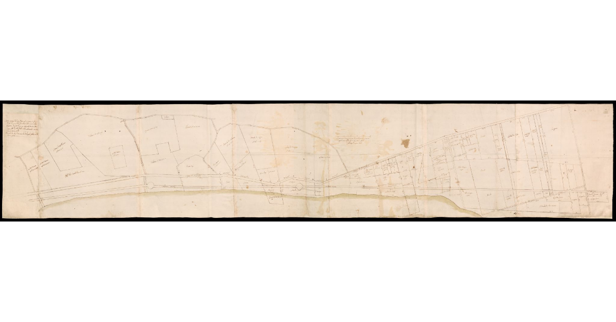 [Pianta di un tratto del fiume Arno presso l'Argin Grosso dell'Anconella nell'area dell'Isolotto e Legnaia di Firenze]