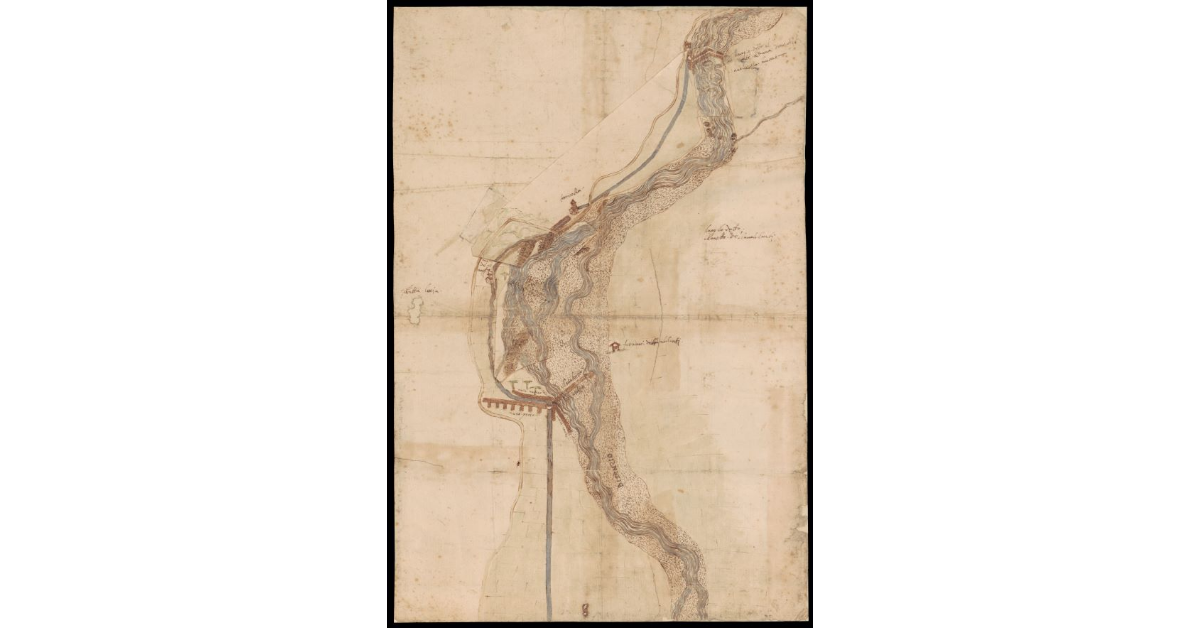 [Pianta di un tratto del fiume Bisenzio presso il Cavalciotto e Santa Lucia a monte di Prato]