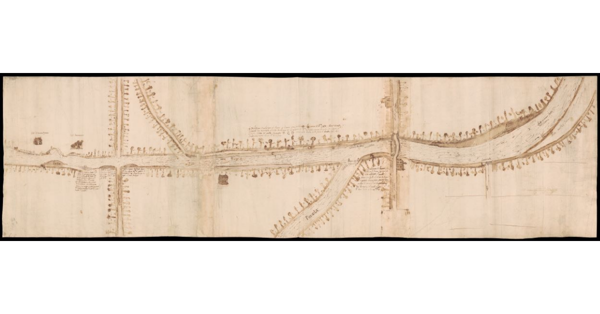 [Pianta di un tratto del torrente Orme alla confluenza del torrente Piovola nell'Empolese]