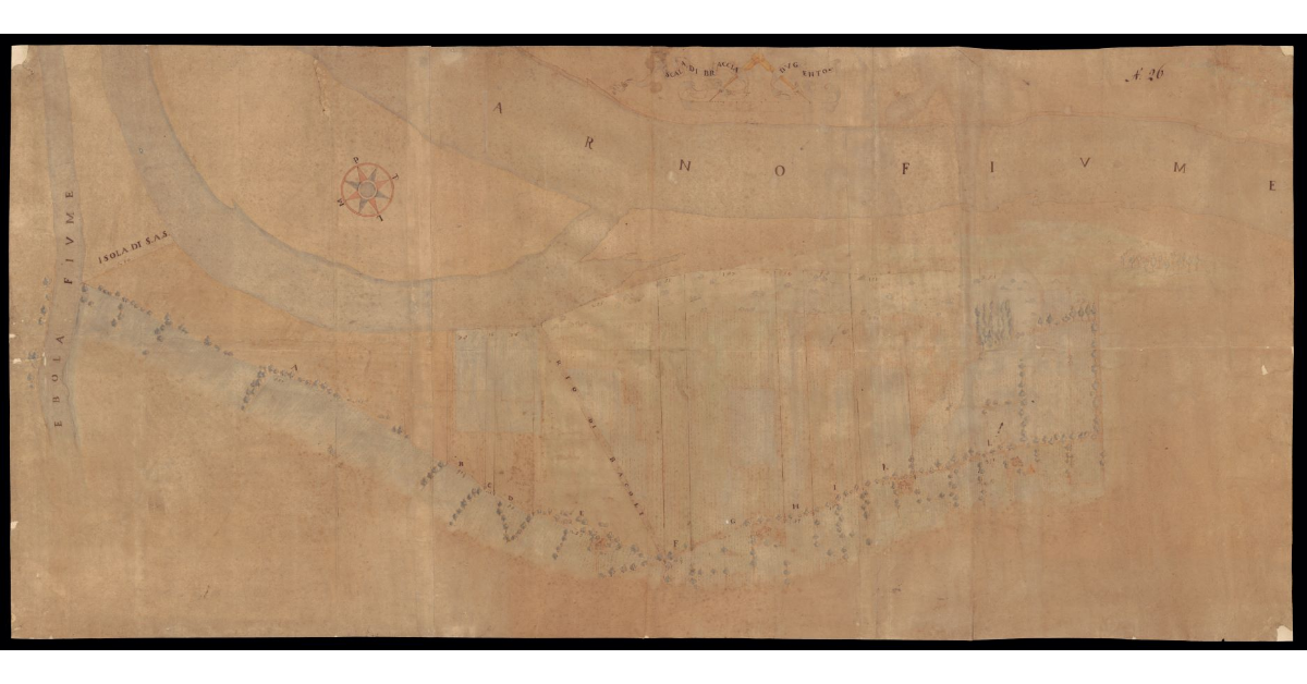 [Pianta di un tratto del fiume Arno alla confluenza del fiume Egola nel Valdarno di Sotto]