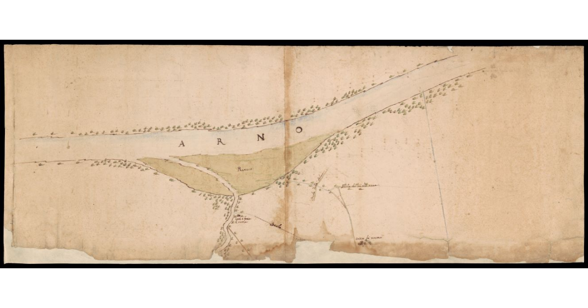 [Pianta di un tratto del fiume Arno presso la confluenza dell'Egola]