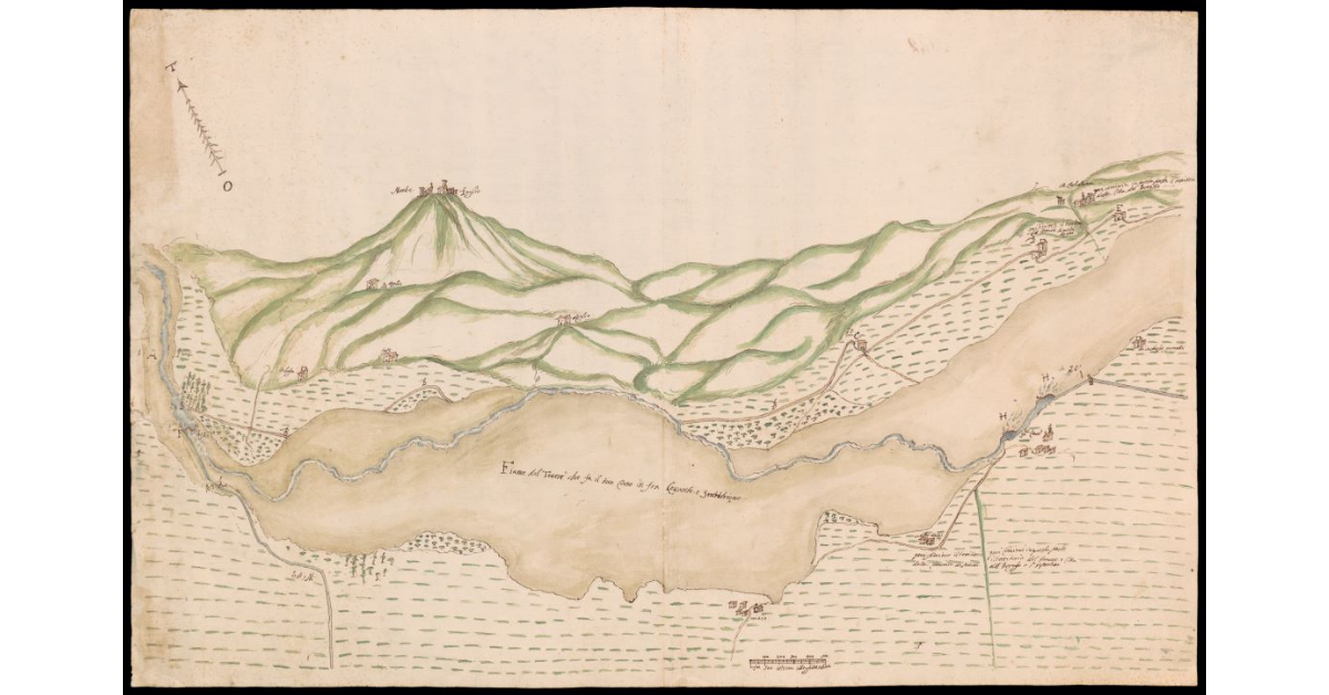 [Pianta di un tratto del fiume Tevere presso Montedoglio]