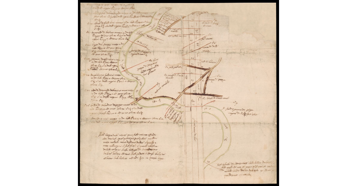 [Disegno di un tratto del fiume Esse con i proprietari e le misure]