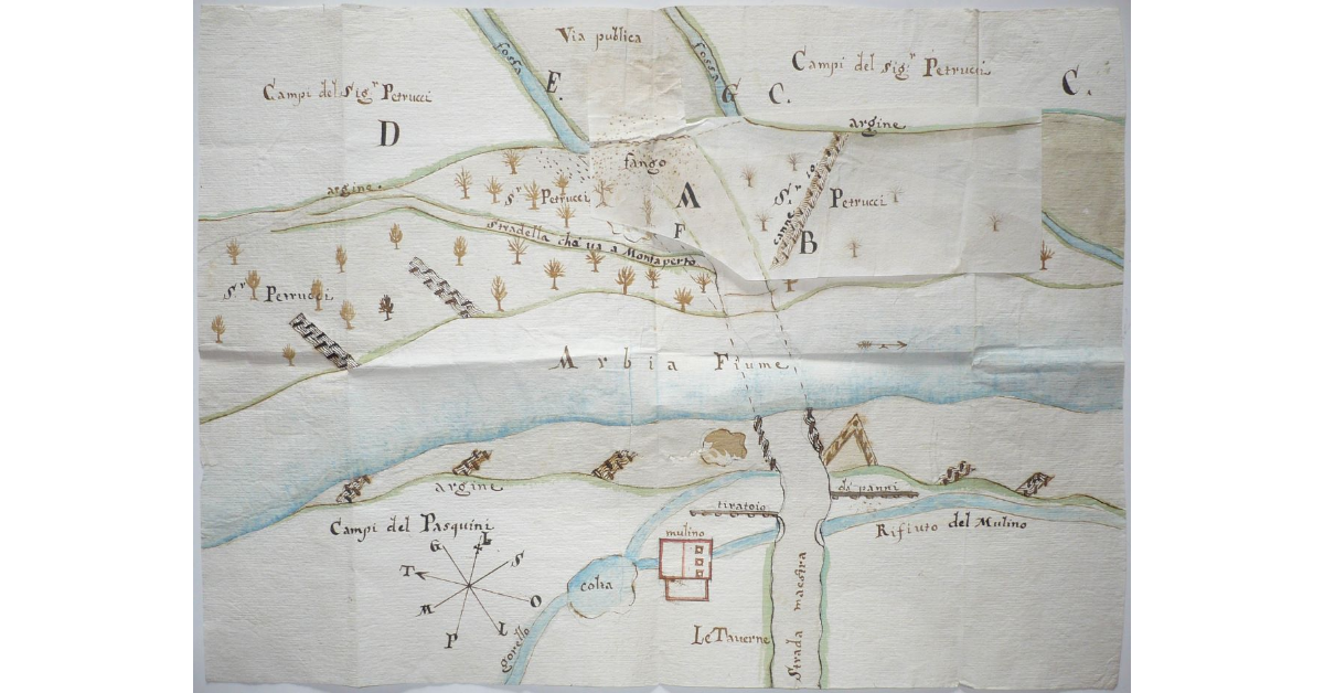 [Passo della strada di Val di Chiana presso il fiume Arbia a Taverne]