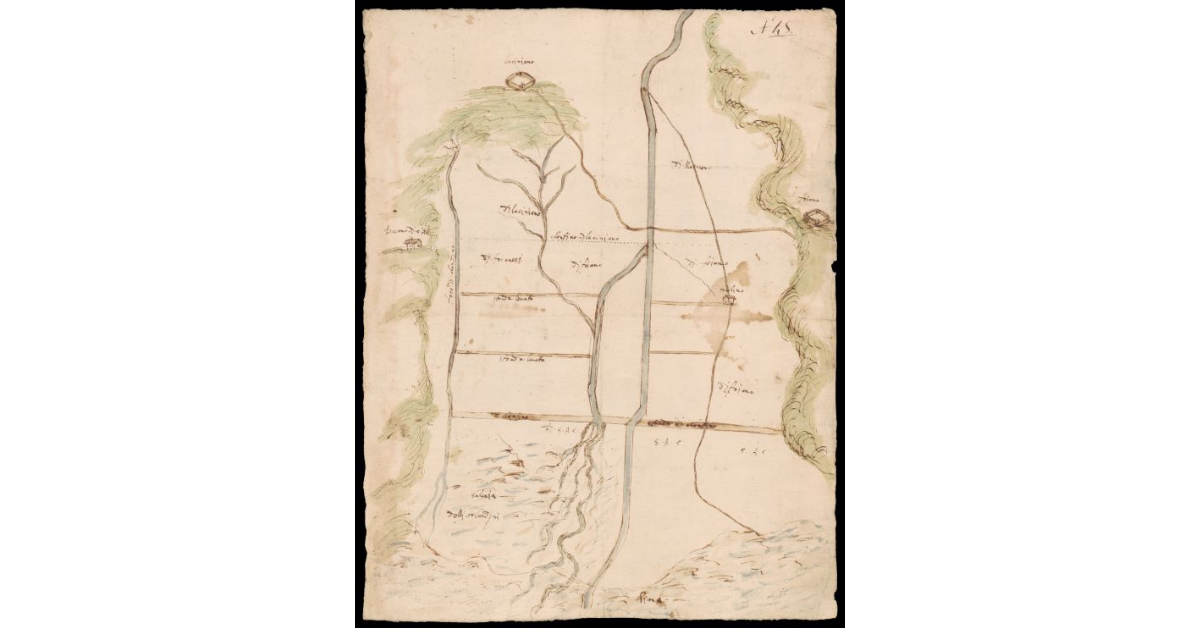 [Pianta di un tratto della Valdichiana tra Lucignano, Foiano e l'area paludosa]