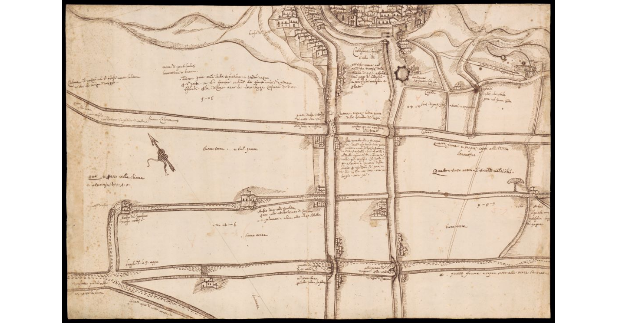 [Disegno di una parte della Valdichiana presso Castiglion Fiorentino]