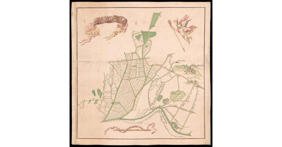 Copia di pianta della Tenuta della Fratta, e Piano di Sinalunga per dimostrazione degli scoli