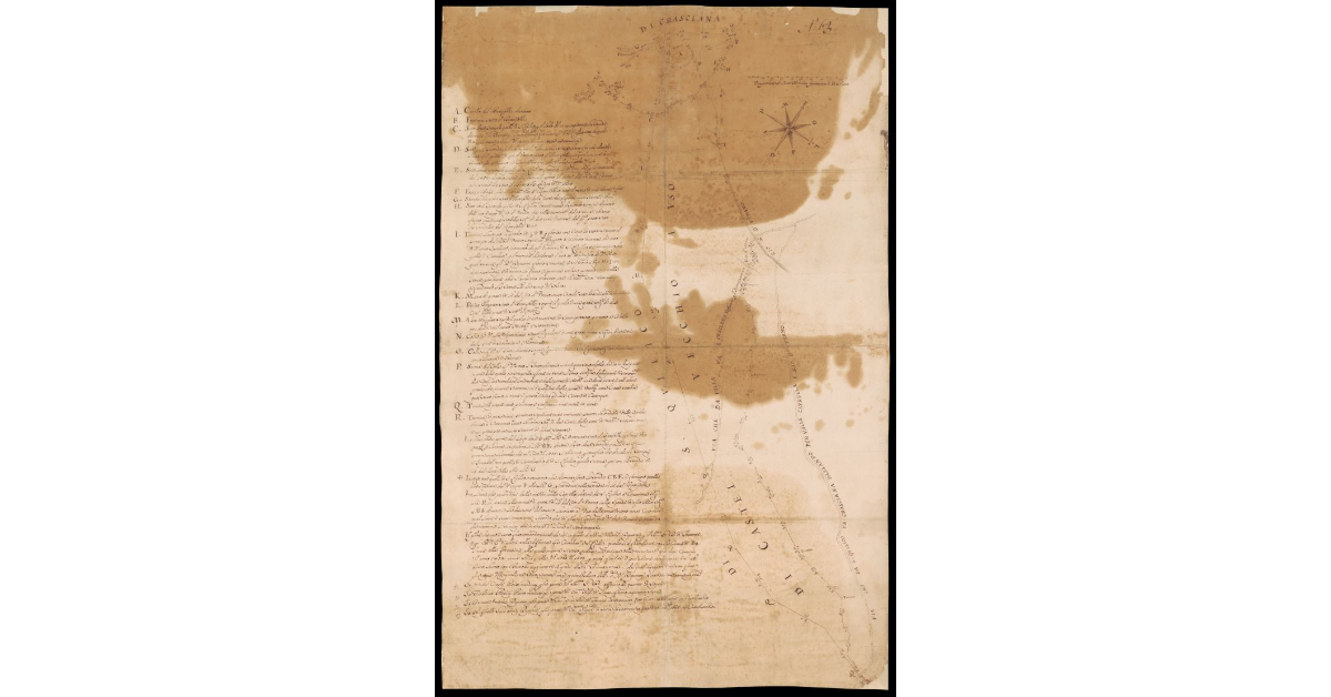 [Pianta del confine tra Granducato e Stato di Lucca presso Castelvecchio, S. Quirico, Crasciana e Battifolle]