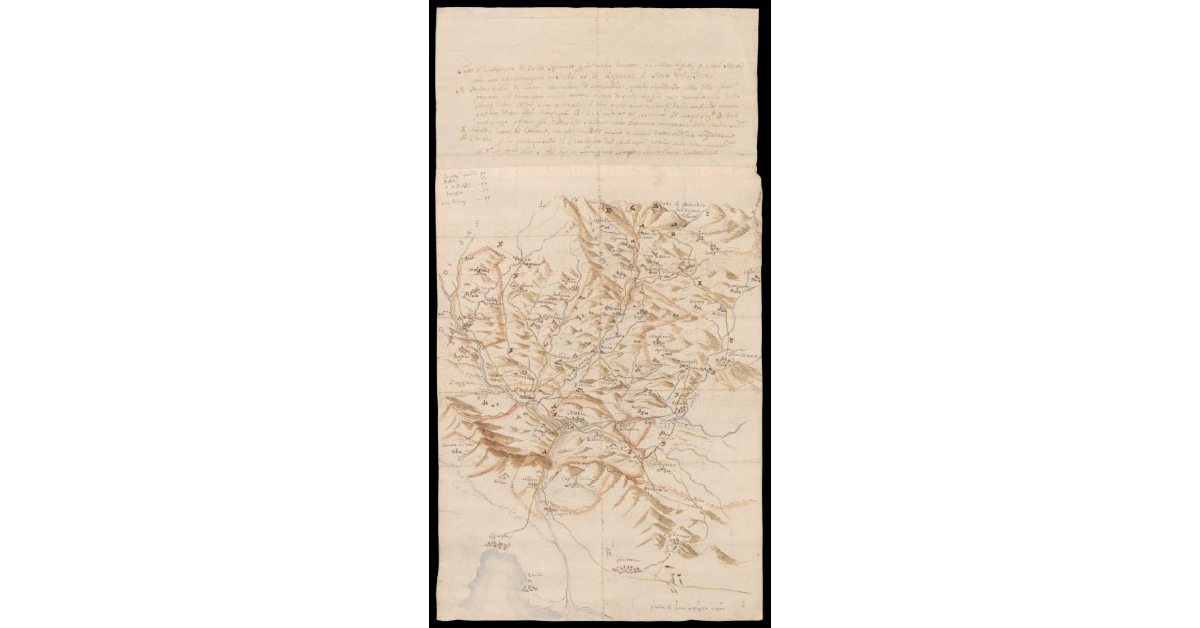 [Disegno prospettico di parte della Lunigiana]