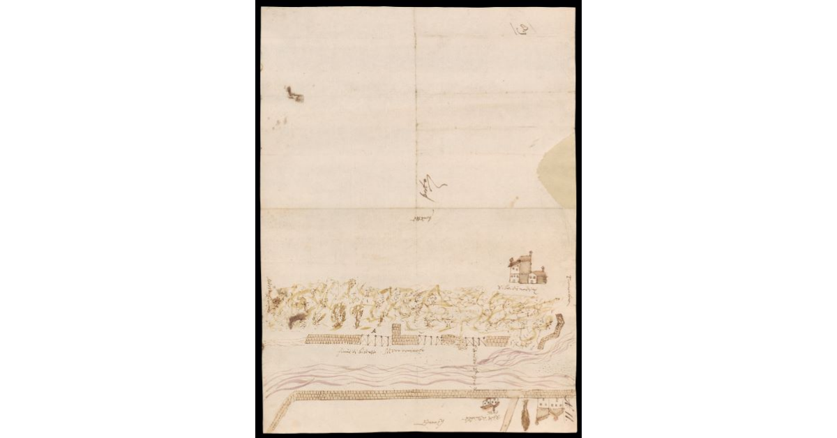 [Disegno di un tratto del fiume Bisenzio a monte di Prato presso Villa Naldini]