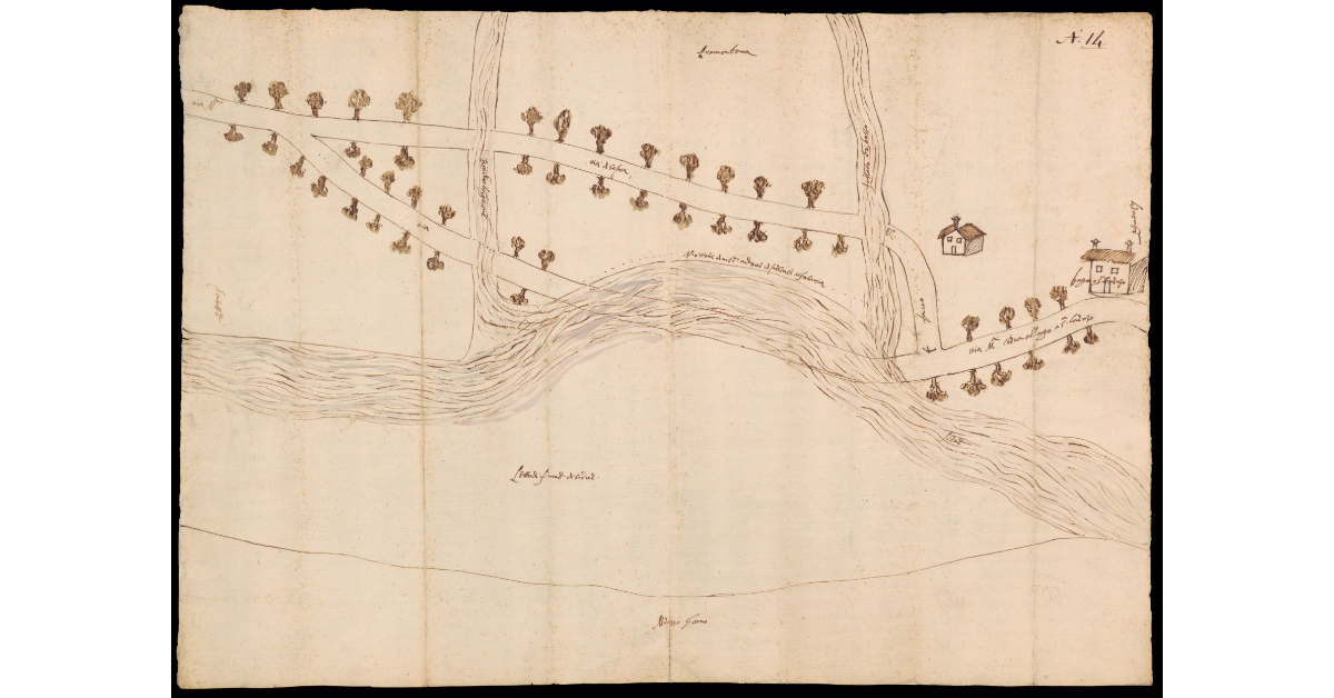 [Disegno di un tratto del fiume Sieve presso Borgo San Lorenzo]