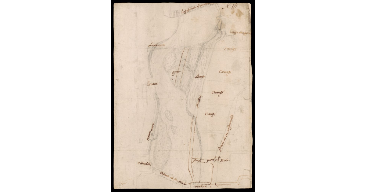 [Pianta di un tratto del fiume Arno dalle Mulina di S. Niccolò alla pescaia di Rovezzano]