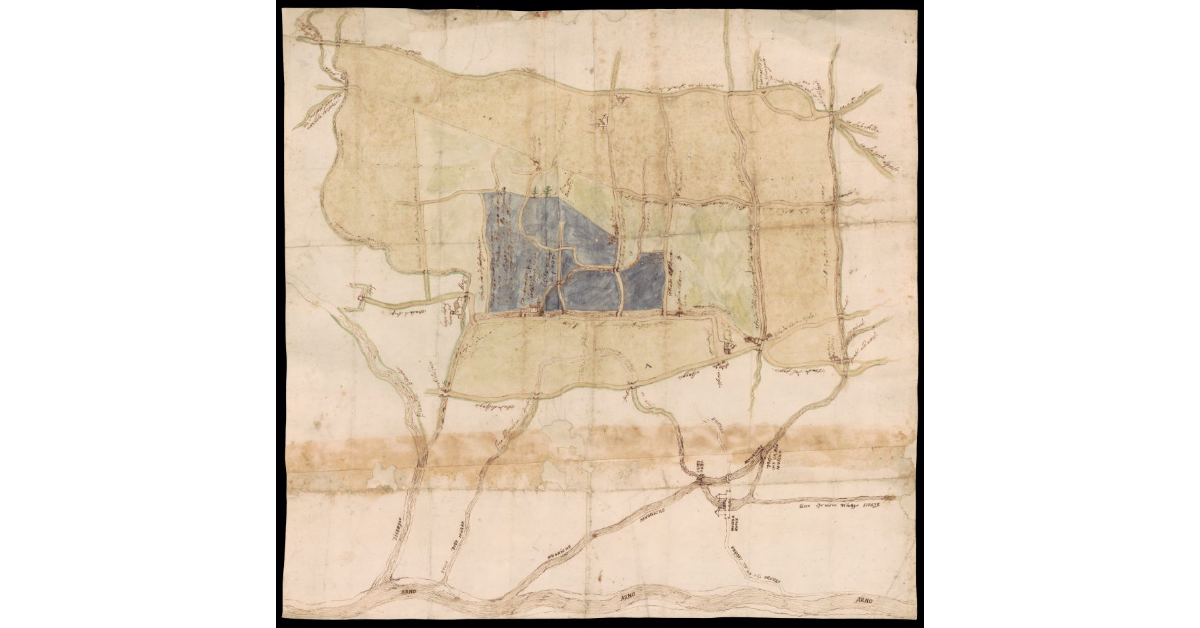 [Pianta del territorio a nord del fiume Arno fra Firenze e Campi Bisenzio, con inondazione dell'Osmannoro]