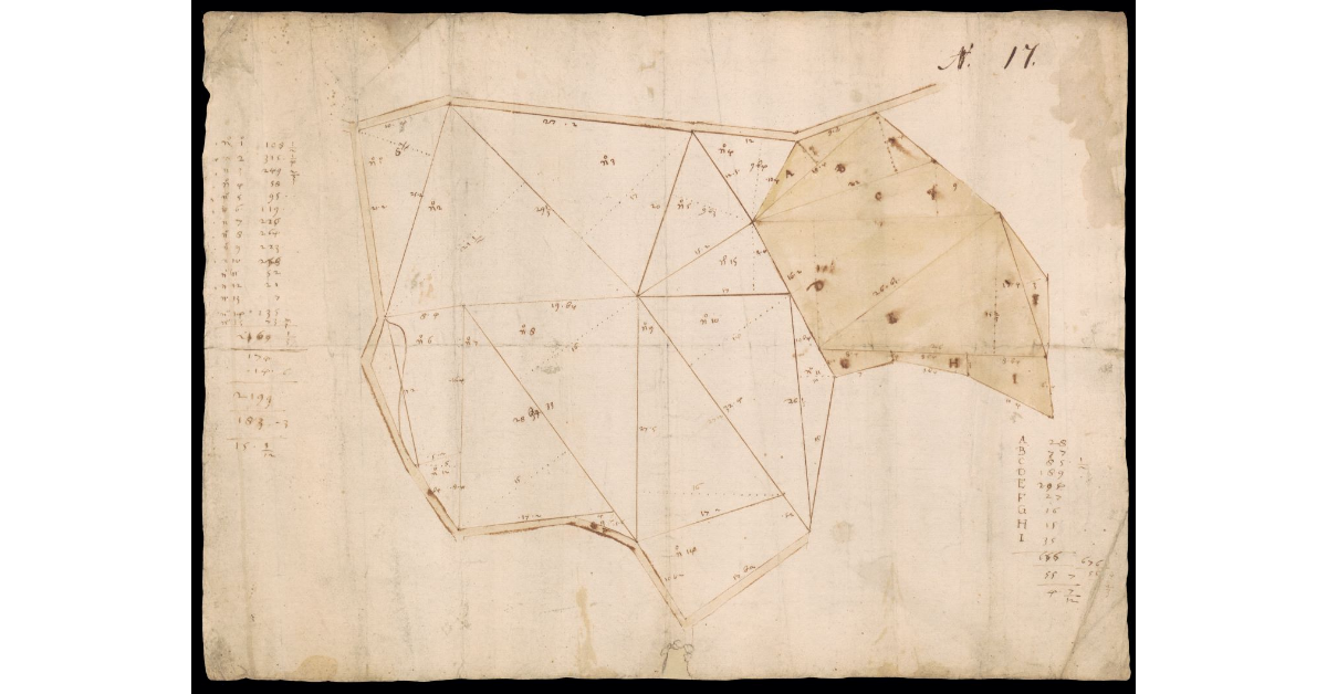 [Pianta di appezzamenti di terreno senza indicazioni scritte]