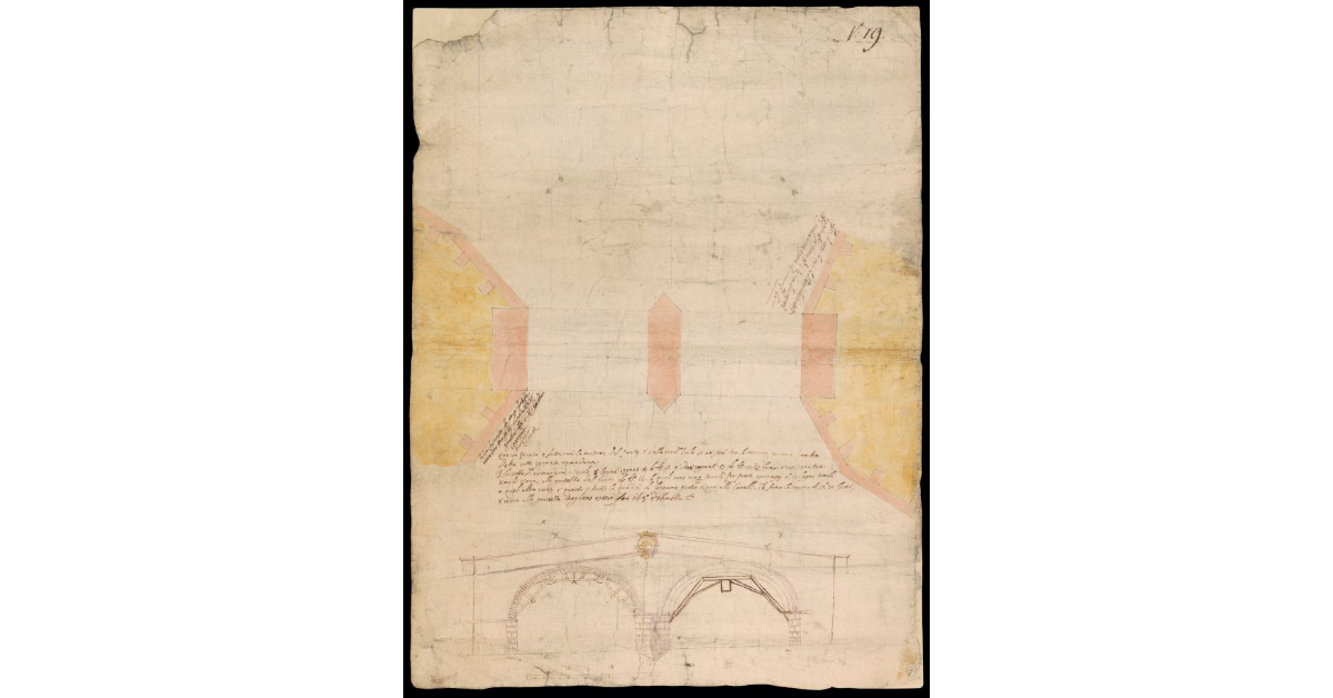 [Pianta e alzato di un anonimo ponte]