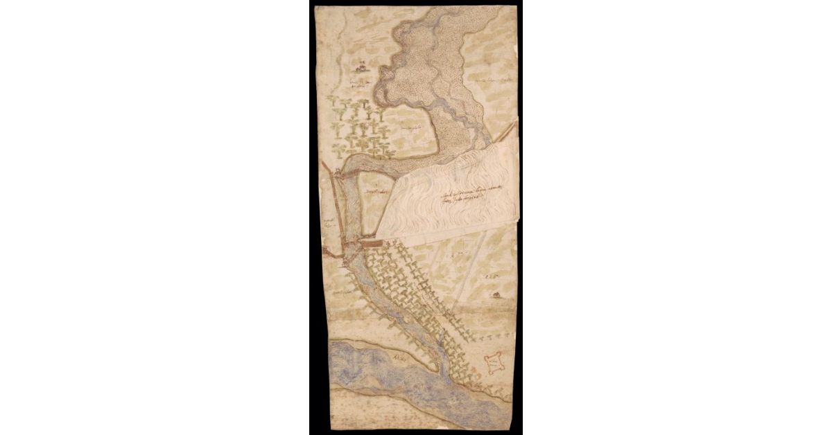 [Pianta di un tratto della Pesa alla confluenza con l'Arno a Montelupo]