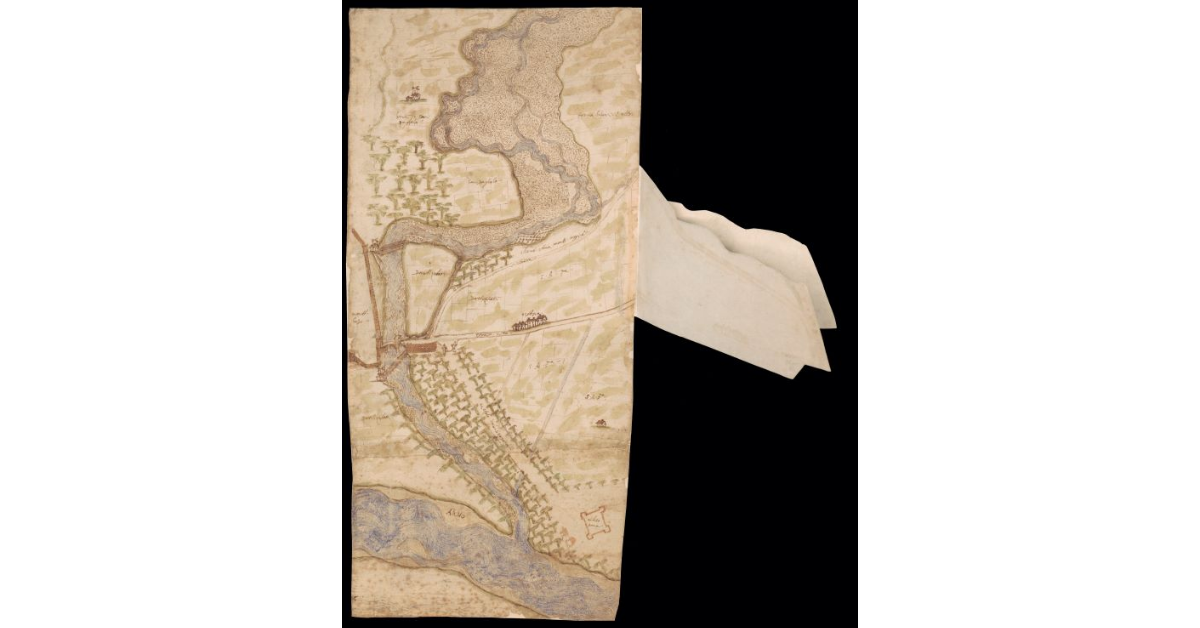 [Pianta di un tratto della Pesa alla confluenza con l'Arno presso Montelupo]