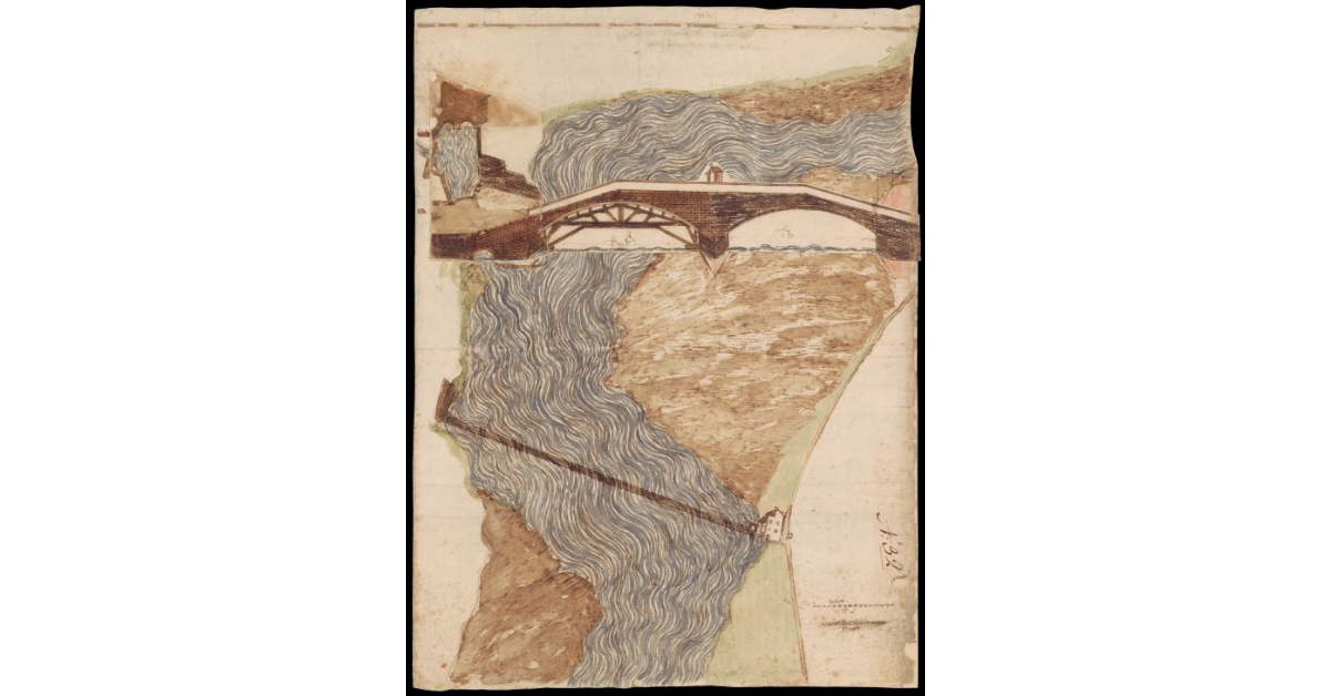 [Disegno del ponte sul fiume Greve a Scandicci]