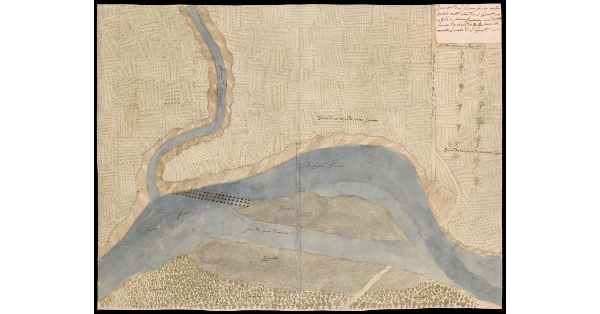 [Pianta di un tratto del fiume Fosci, o Foci, nel territorio di San Gimignano in Valdelsa]