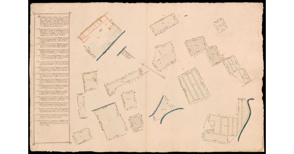 Pianta della casa, aia et orto che abita il lavoratore di Peretola