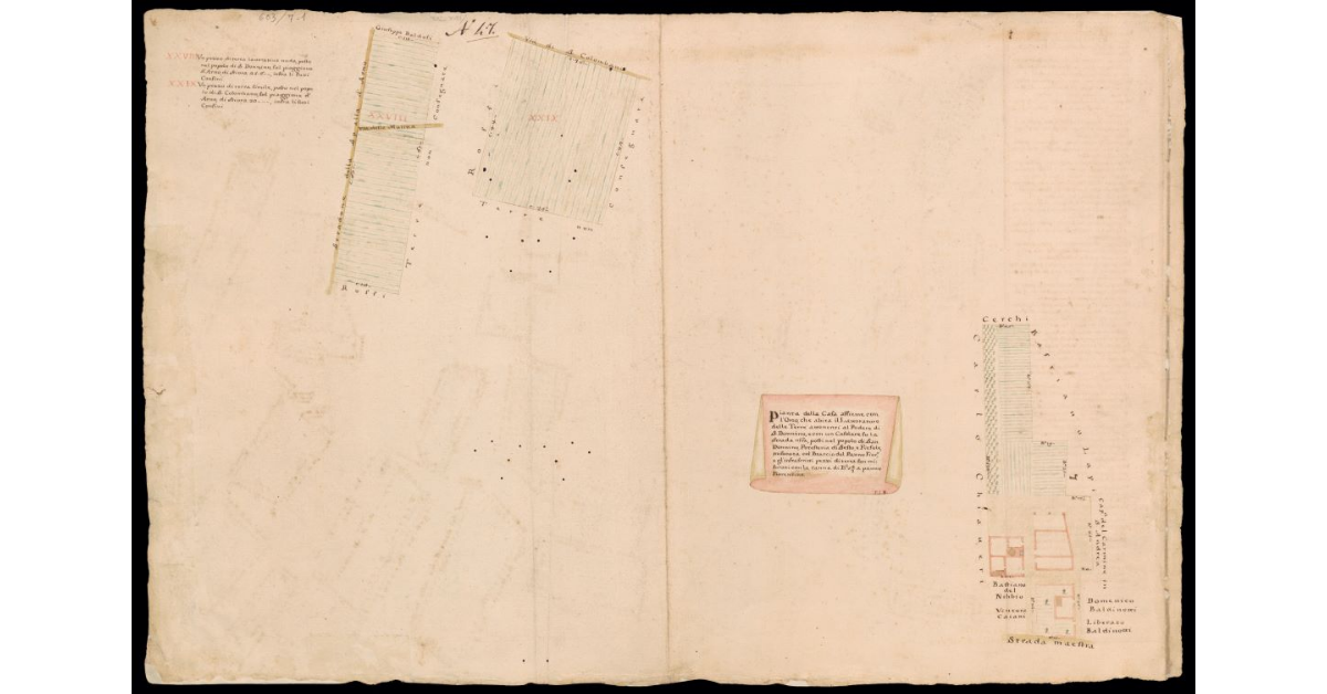 Pianta della casa assieme con l'orto che abita il lavoratore delle terre attenenti al Podere di S. Donnino