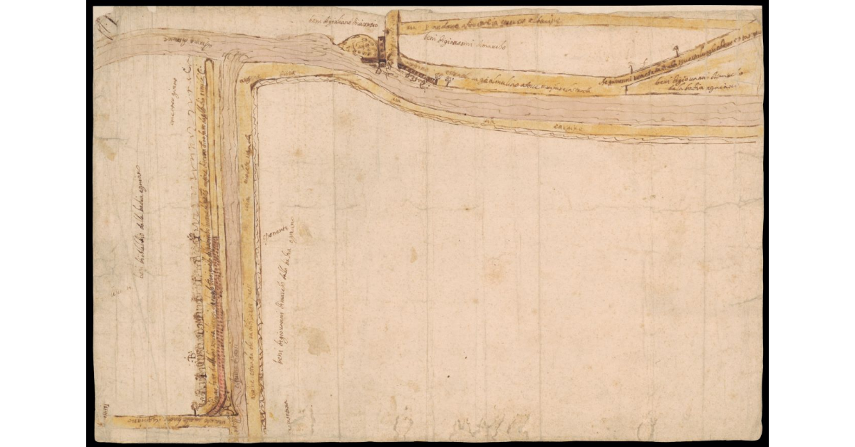 [Pianta di un tratto del torrente Trove presso Badia Agnano in Val d'Ambra]