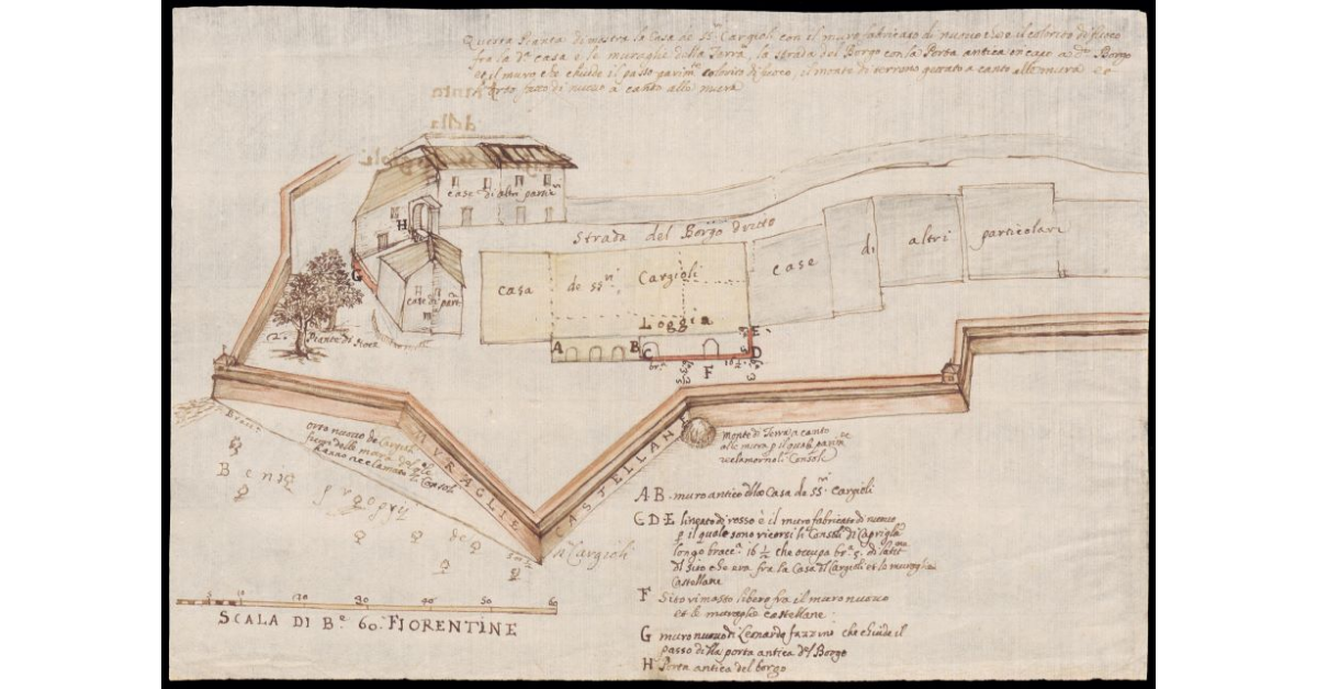 Pianta della casa dei Signori Cargioli [all'interno delle mura castellane del centro di Fivizzano]