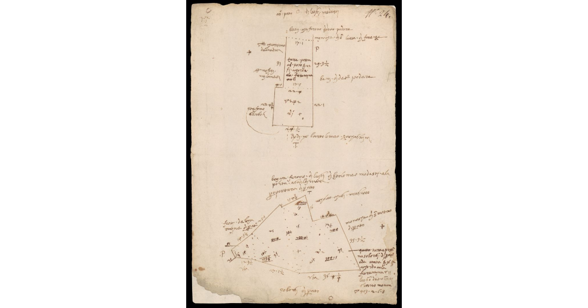 [Pianta schematica di appezzamenti di terreno nei sobborghi di Prato]