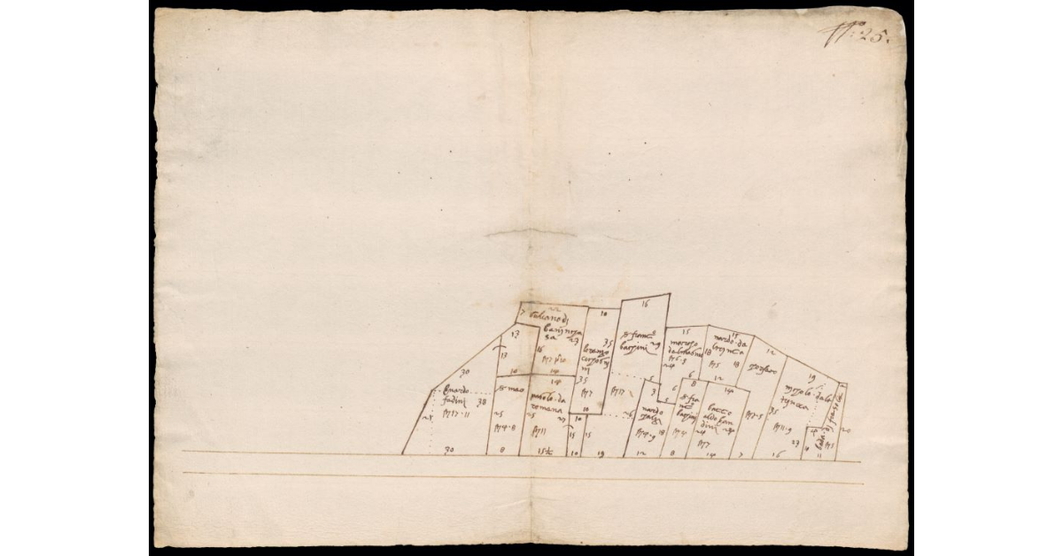 [Pianta schematica di appezzamenti di terreno in Prato presso Porta Mercatale]