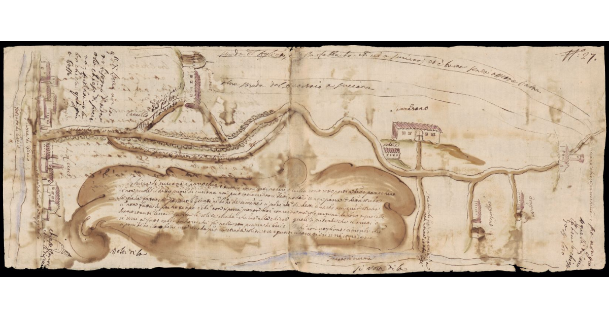 [Pianta di una strada che porta al borgo di Leccio presso Reggello]