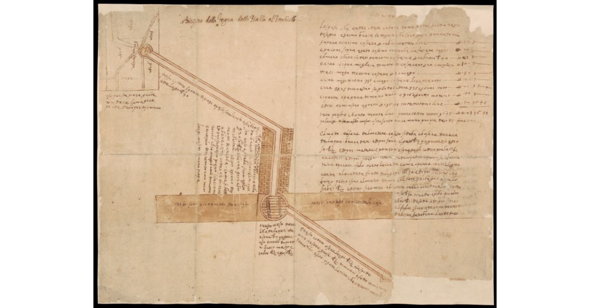 Disegno della fogna della Piazza al Ponticello