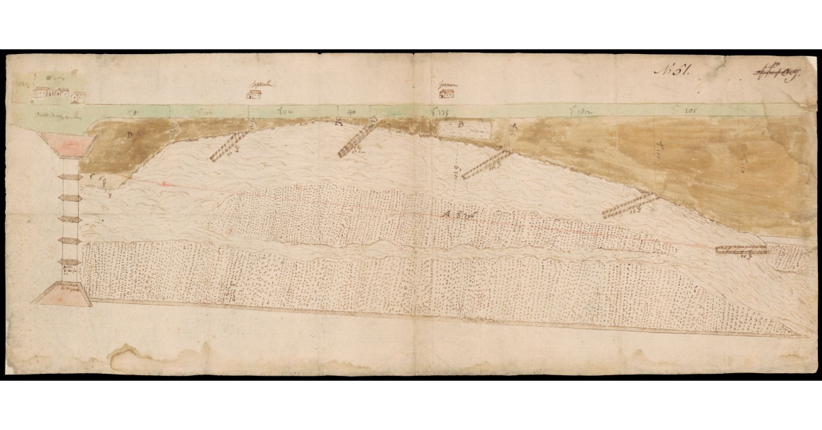 [Pianta di un tratto del fiume Sieve presso il ponte a Sagginale nel territorio di Borgo San Lorenzo]