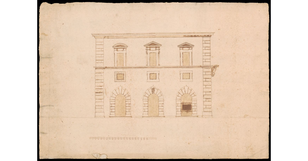 [Alzato della facciata del Palazzo del Commissario di Cortona]