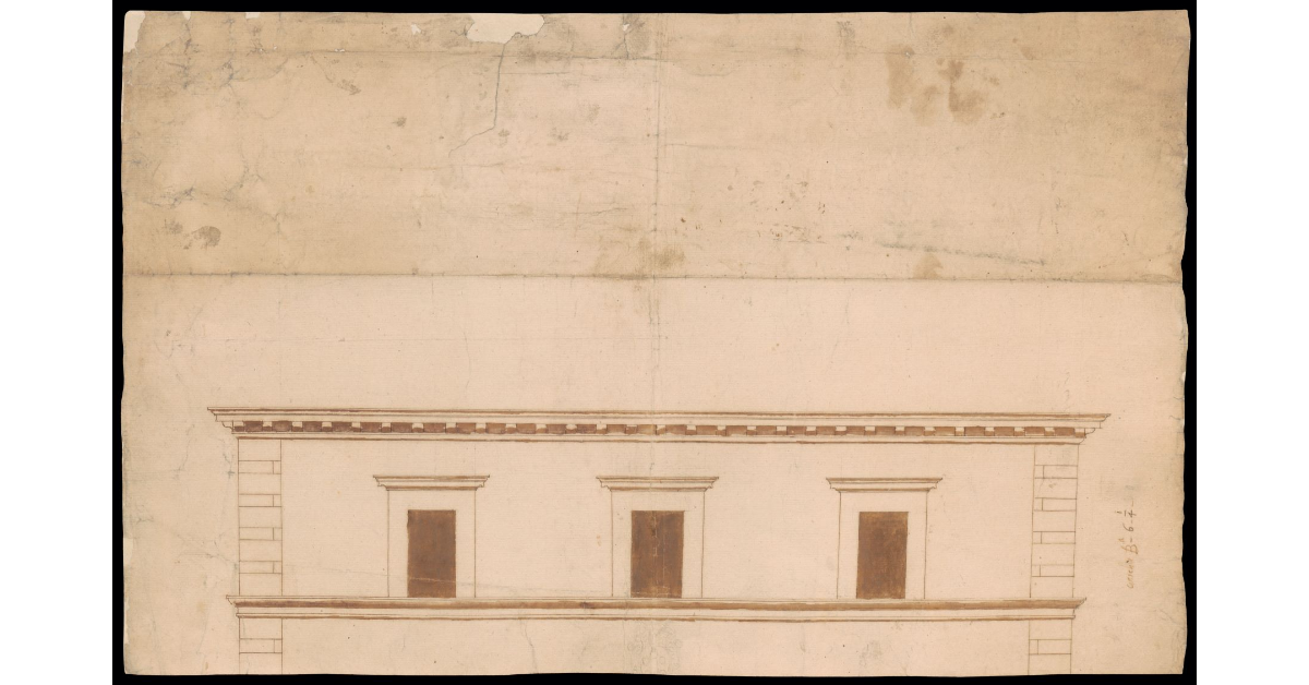 [Alzato dell'ultimo piano della facciata del Palazzo del Commissario di Cortona]