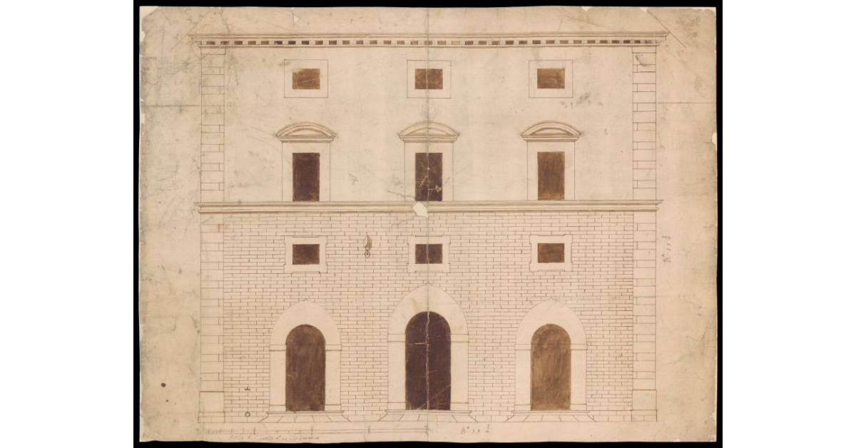 [Alzato della facciata principale del Palazzo del Commissario di Cortona]