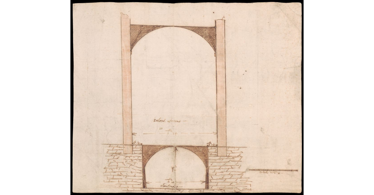 [Alzato dell'ingresso del salone al piano terreno e della cantina del Palazzo del Commissario di Cortona]