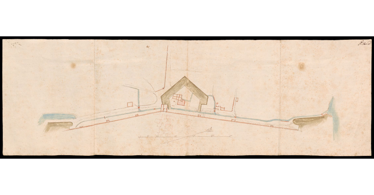 [Disegno della cerchia muraria tra la Zecca, Porta alla Croce e il Cantone a Firenze, con progetto di baluardi]