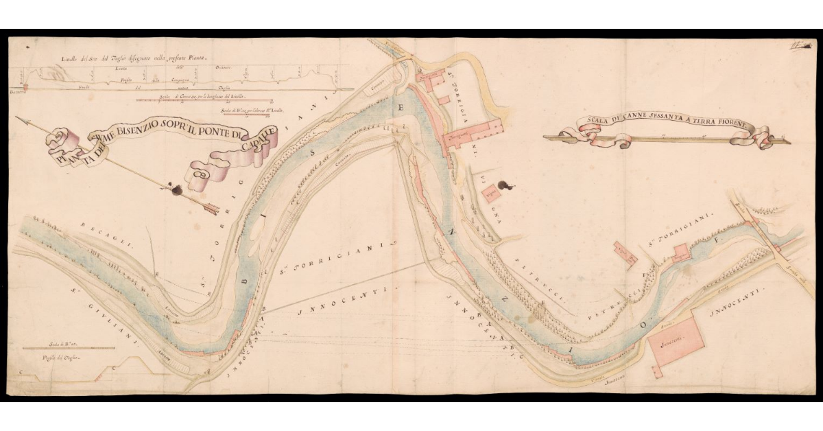Pianta del fiume Bisenzio sopra il ponte di Capalle