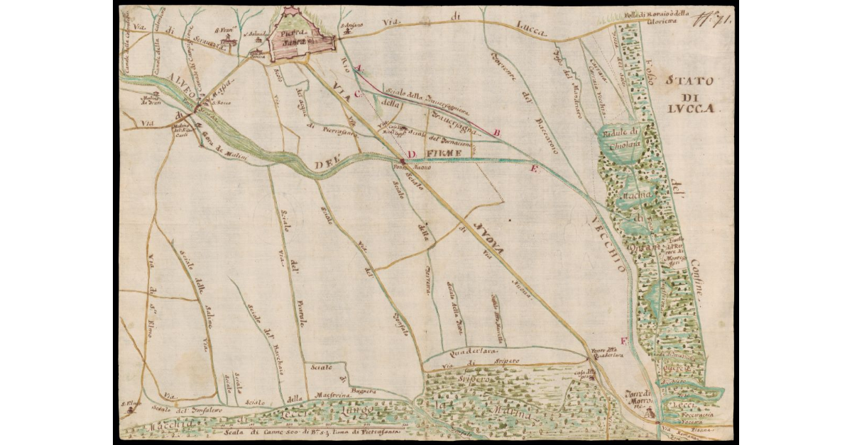 [Pianta del territorio tra Pietrasanta e il mare]