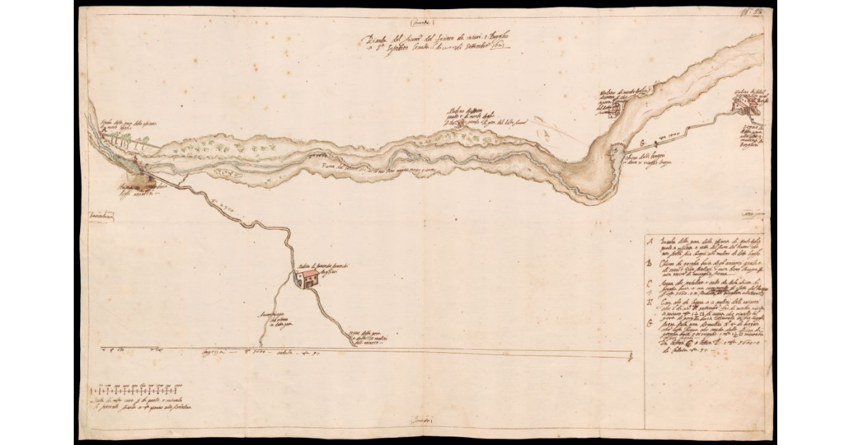 Pianta del fiume del Tevere da Anghiari al Borgo a S. Sepolcro