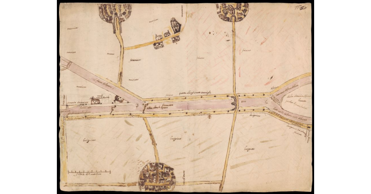 [Pianta di un tratto del fiume Esse fra Lucignano, Marciano e Foiano della Chiana]