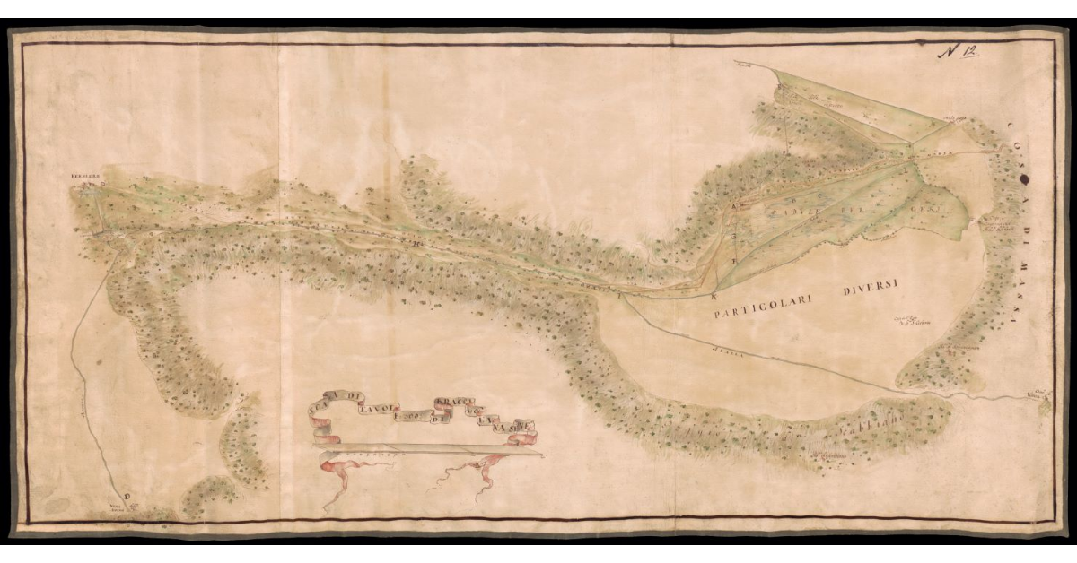 Pianta del territorio fra le ferriere di Valpiana e Massa Marittima]