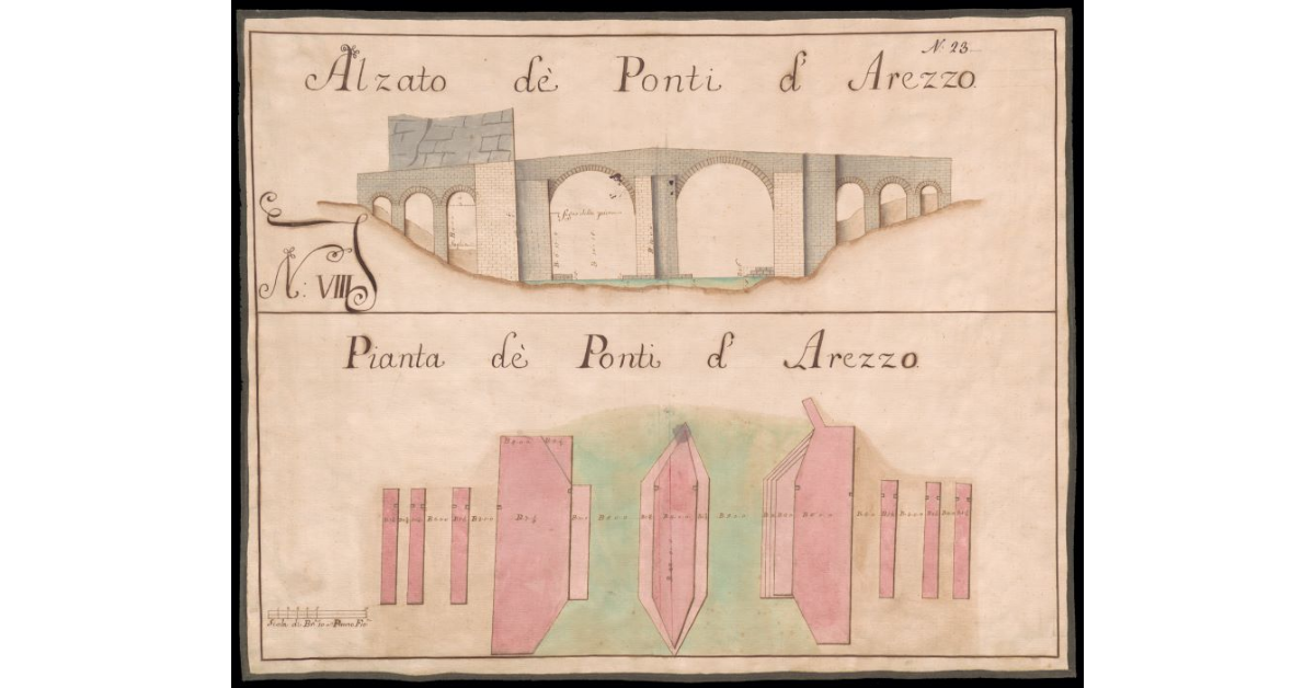 Alzato de' Ponti d'Arezzo [e] Pianta de' Ponti d'Arezzo