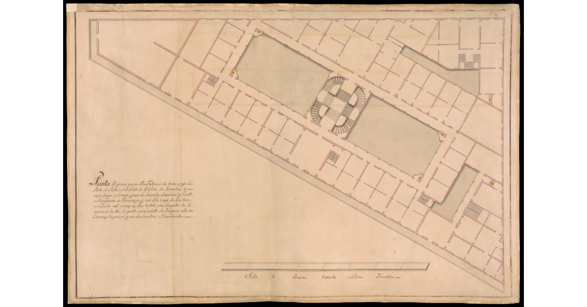 Pianta del primo piano della fabbrica da farsi presso la Porta al Prato [di Firenze]